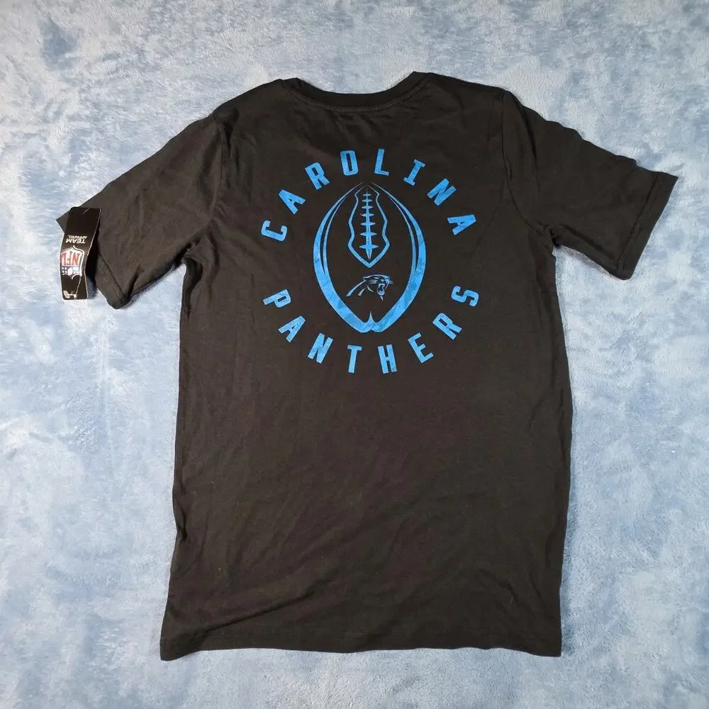 Carolina Panthers NFL Youth Large 14/16 T Shirt Black Double Sided NWT